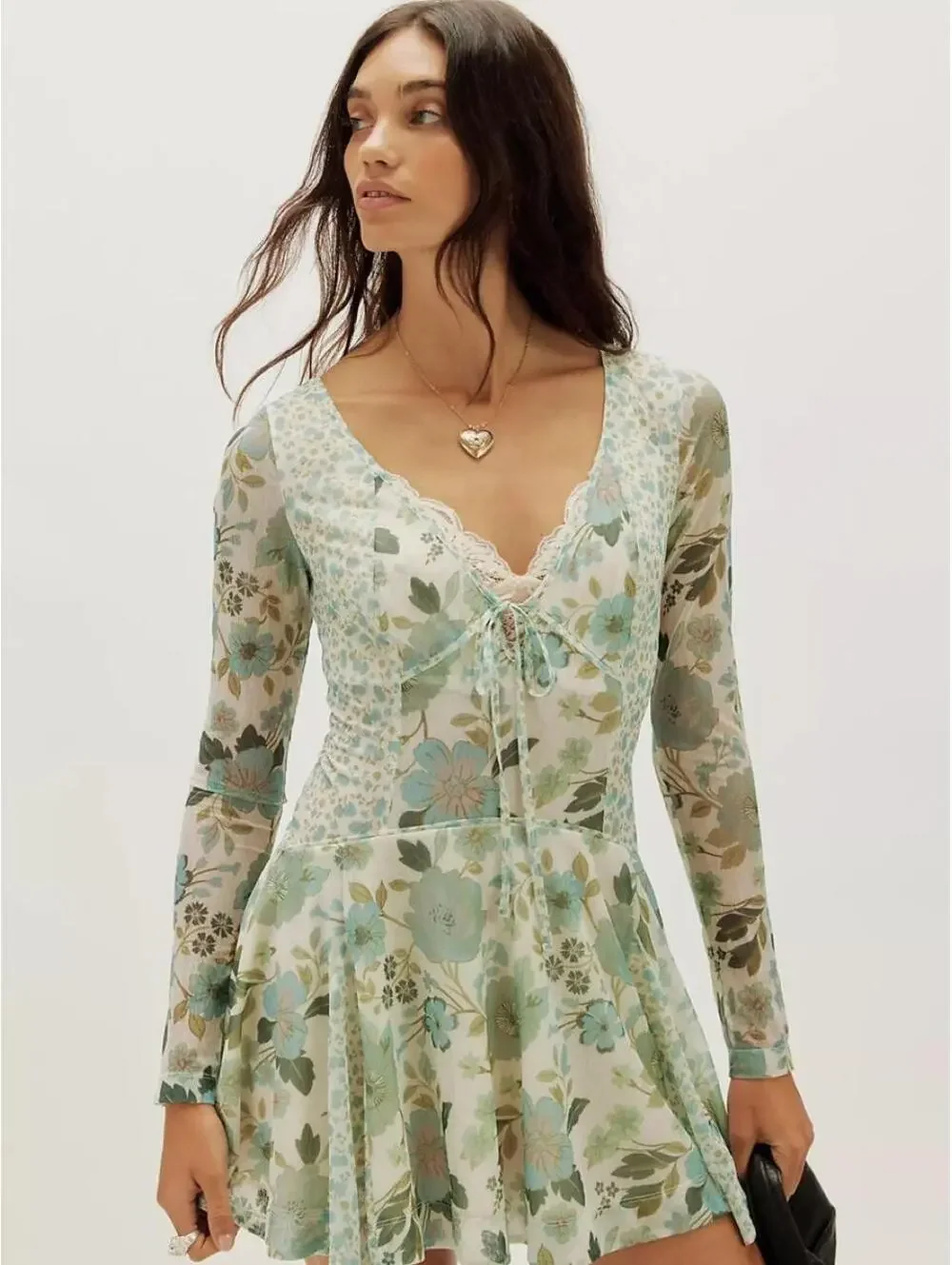 Free People Women's Green and Multi Dress